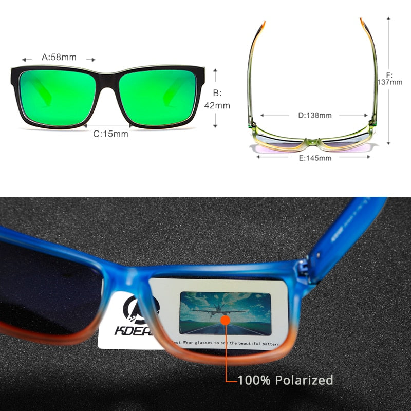 Men's polarized sport sunglasses with UV400 protection and square frame by FitiqueFit, designed for active outdoor use.