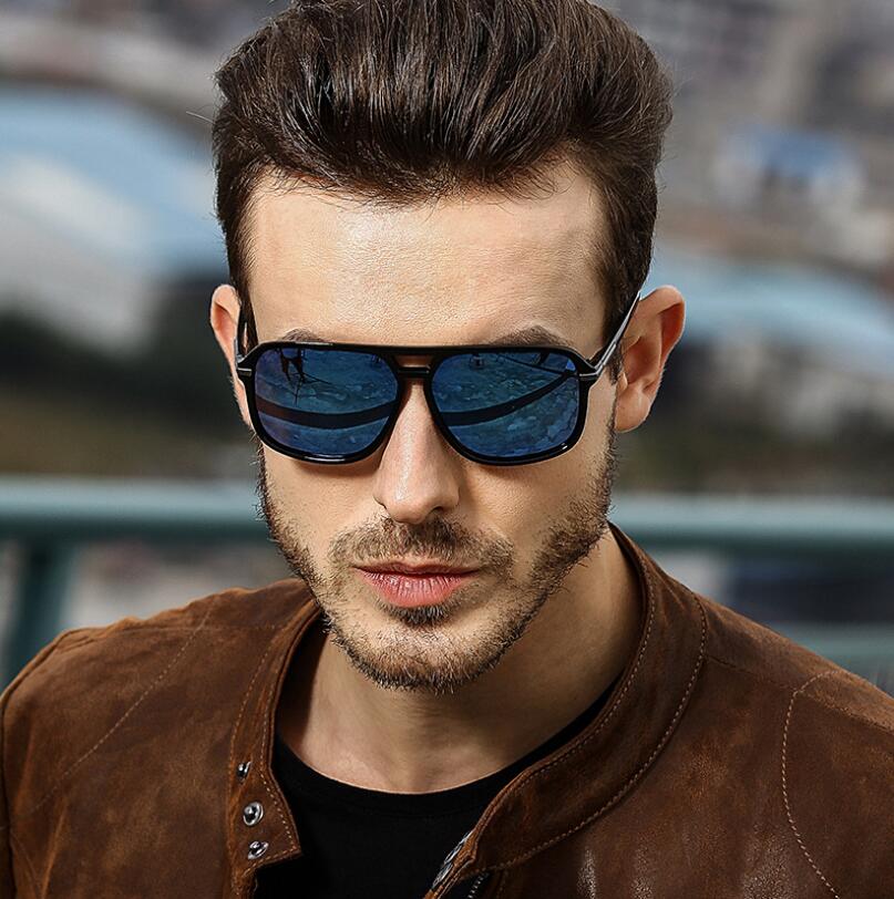 Oversized men's polarized mirror sunglasses with goggle-style design for driving and outdoor sun protection.