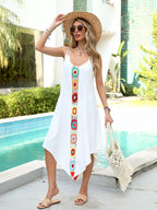 Flowy crochet trim cover-up dress from Trendsi featuring a lightweight, breezy design with intricate crochet details.
