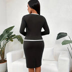 Women’s square-neck bodycon office dress by FitiqueFit, casualwear, with fitted silhouette and stylish design.