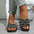 Shopimist rhinestone open toe sandals with strappy design and sparkling embellishments, perfect for summer or special occasions.
