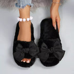 Shopimist bow open toe flats slippers with stylish design and comfortable fit, featuring open toe and bow detail.