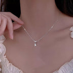 925 sterling silver zircon teardrop necklace with delicate chain and sparkling gemstone pendant, stylish jewelry accessory