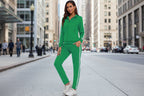 Women’s printed sports long-sleeve hoodie set by FitiqueFit, stylish activewear for women featuring a vibrant print and comfortable fit.