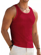 Plus size men's round neck tank top by Trendsi, showing a comfortable fit and lightweight fabric in a natural pose.