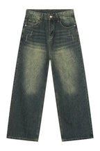 Plush Fashion Hub baggy denim jeans with multiple pockets, relaxed fit and casual style, shown from front view.