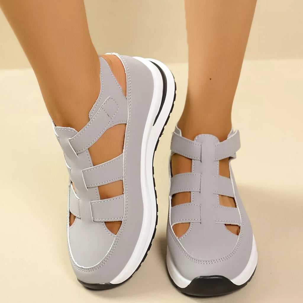 Shopimist cutout round toe platform sandals with open heel and stylish design, featuring a chunky sole and modern look.
