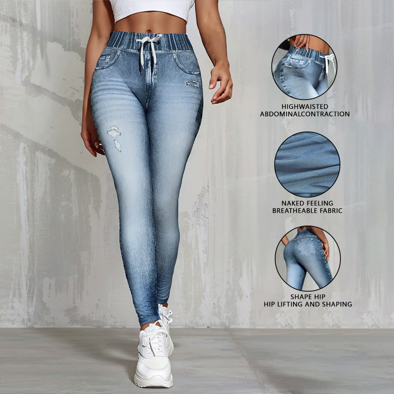 Women's high-elastic butt-lifting leggings from FitiqueFit, designed for running, yoga, and fitness, with a snug, supportive fit.