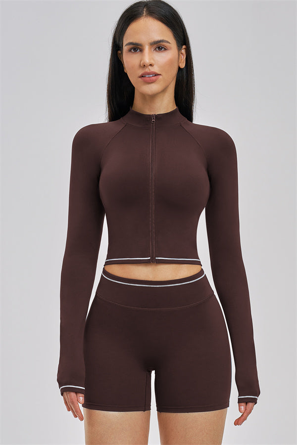 Fitglutes Activewear bottoms: The Unbound Jacket Shorts 2-piece set, featuring stylish athletic shorts and matching jacket for workout wear.