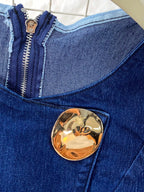 Shopimist denim vest and flare jeans set with button details, showcasing a stylish casual outfit.