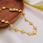 Gold-plated Clover Charm Necklace with delicate chain, featuring a four-leaf clover pendant, from Shopimist.