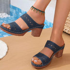 Shopimist open toe block heel sandals featuring a stylish design with a comfortable heel height and elegant straps.
