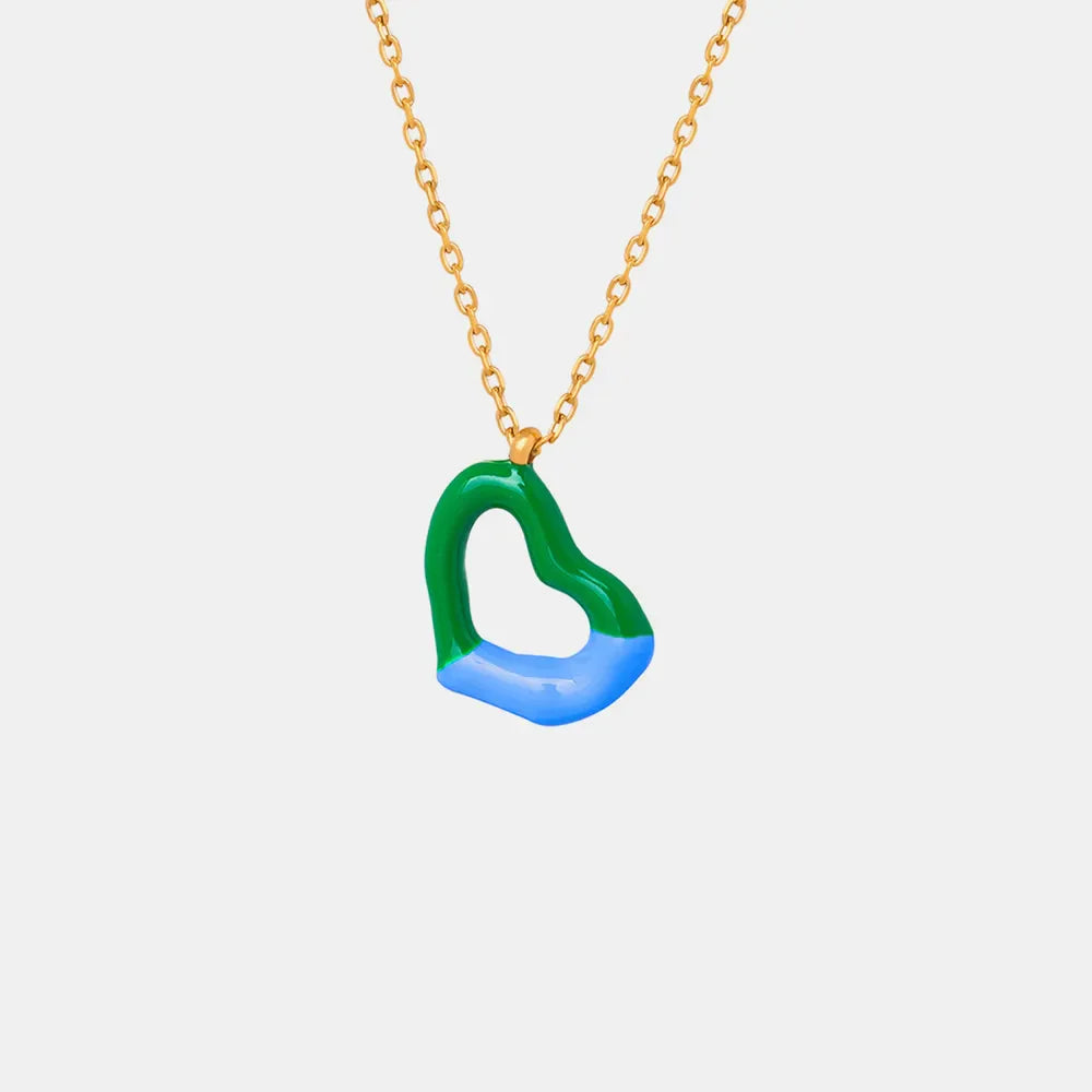 Titanium steel heart pendant necklace with sleek design, showcasing a polished heart-shaped charm on a matching chain.
