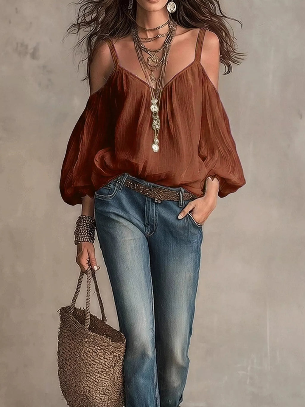 Cold shoulder balloon sleeve blouse by Shopimist featuring a stylish neckline and flowy fabric, perfect for casual or dressy occasions.