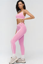 Fitglutes Activewear Crave Contrast Sports Bra and Leggings 2-piece set, featuring black and white color blocks for workout comfort.