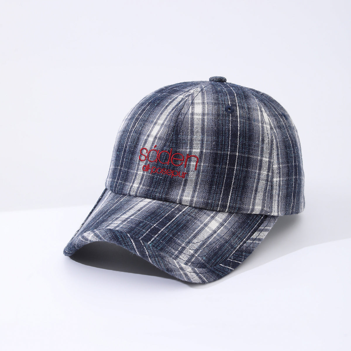 Women's striped checkered embroidered baseball cap by Plush Fashion Hub, available in four colors, featuring a stylish casual design.