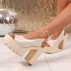 Open toe block heels sandals by Shopimist featuring stylish design and neutral color, perfect for casual or dressy occasions.