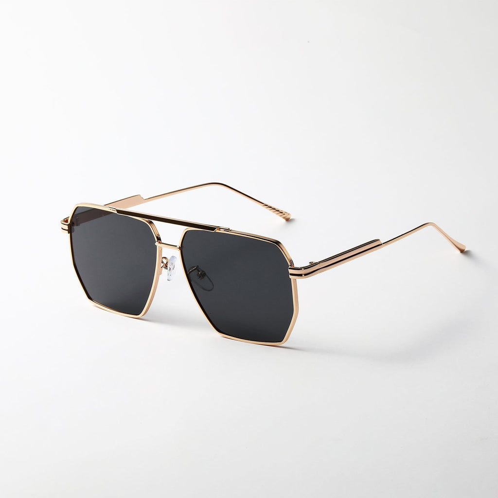 FitiqueFit Double Beam Large Frame Retro Sunglasses with UV400 protection, stylish eye wear for a bold fashion statement