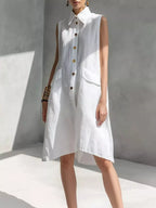 Plus size button-front sleeveless dress by Shopimist, full-length dress with a relaxed fit and stylish design.