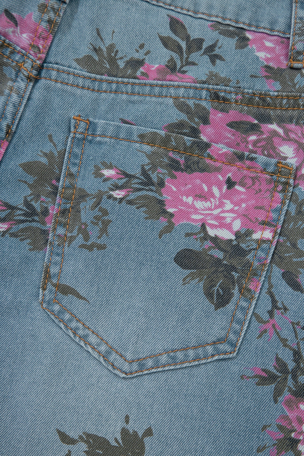 Esme floral print bootcut jeans by Threaded Pear featuring a colorful floral pattern and classic denim style.