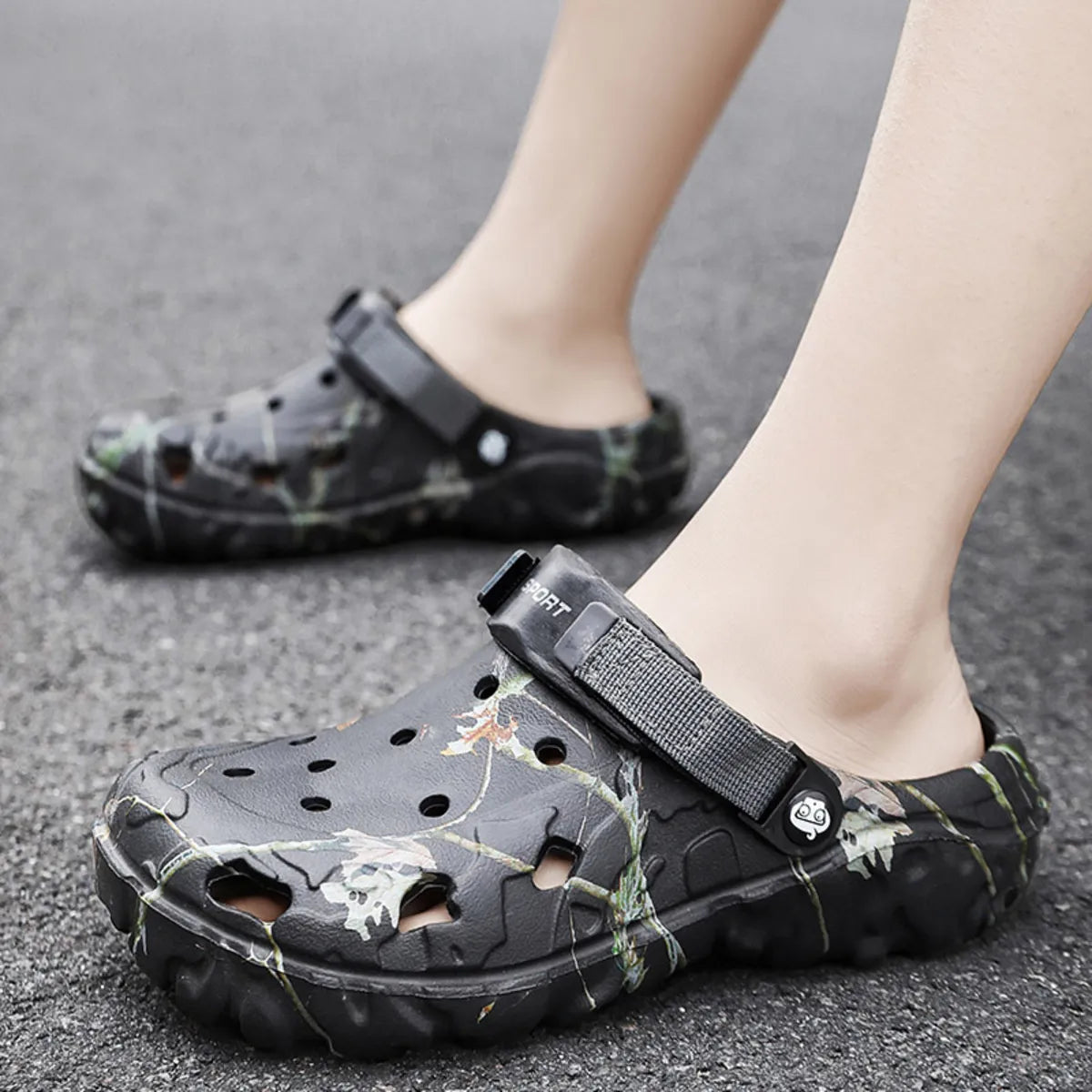Men's printed round toe sandals by Trendsi featuring a stylish design, open-toe style, and comfortable footwear for warm weather.