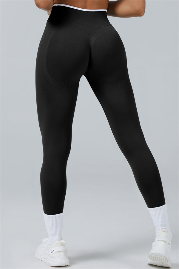 Fitglutes Activewear long sleeve crop top and leggings 2-piece set, navy blue, stretchy gymwear for workouts and active fitness.