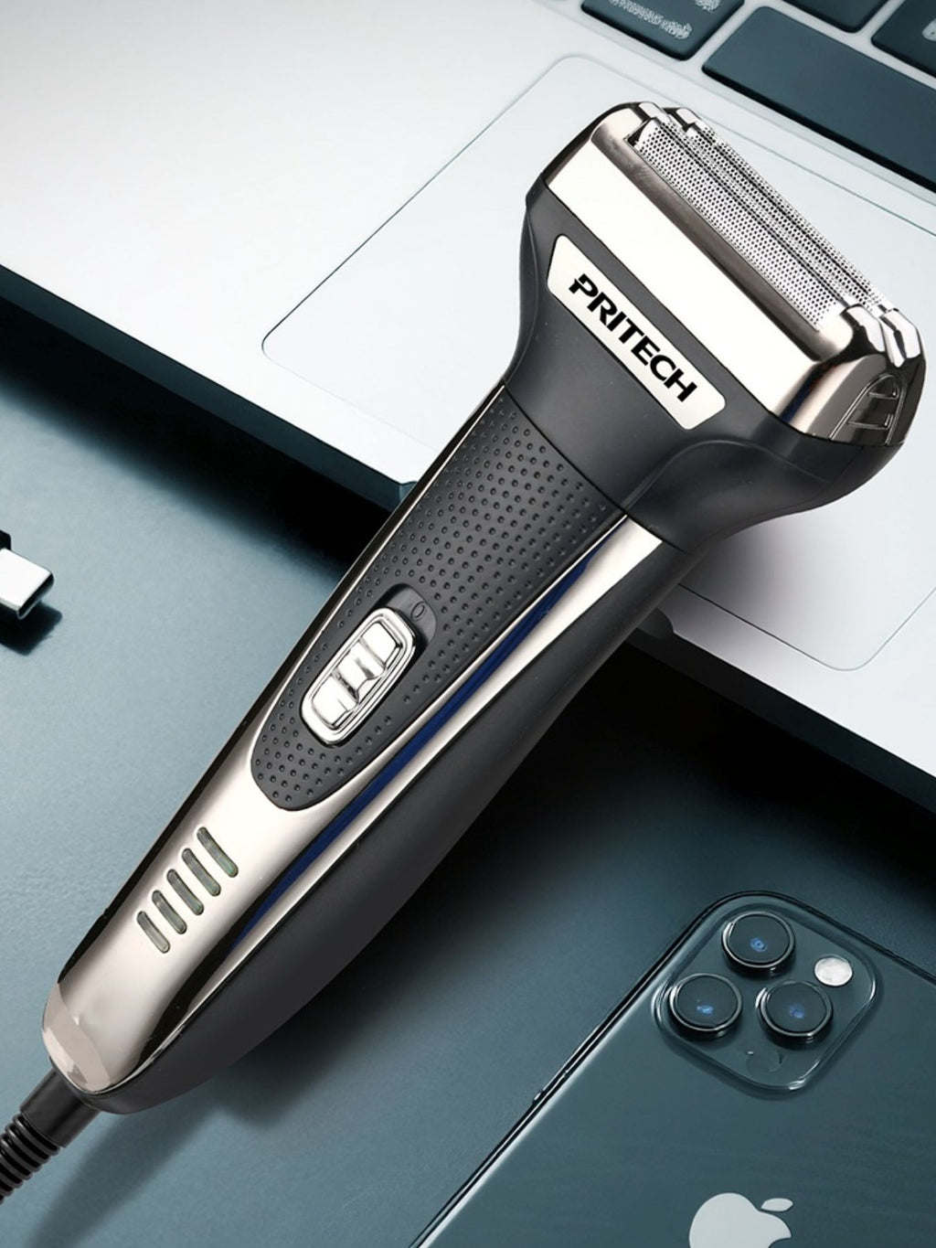 Trendsi 3-in-1 multifunctional electric grooming shaver set with attachments, portable beauty health grooming tool on white background.