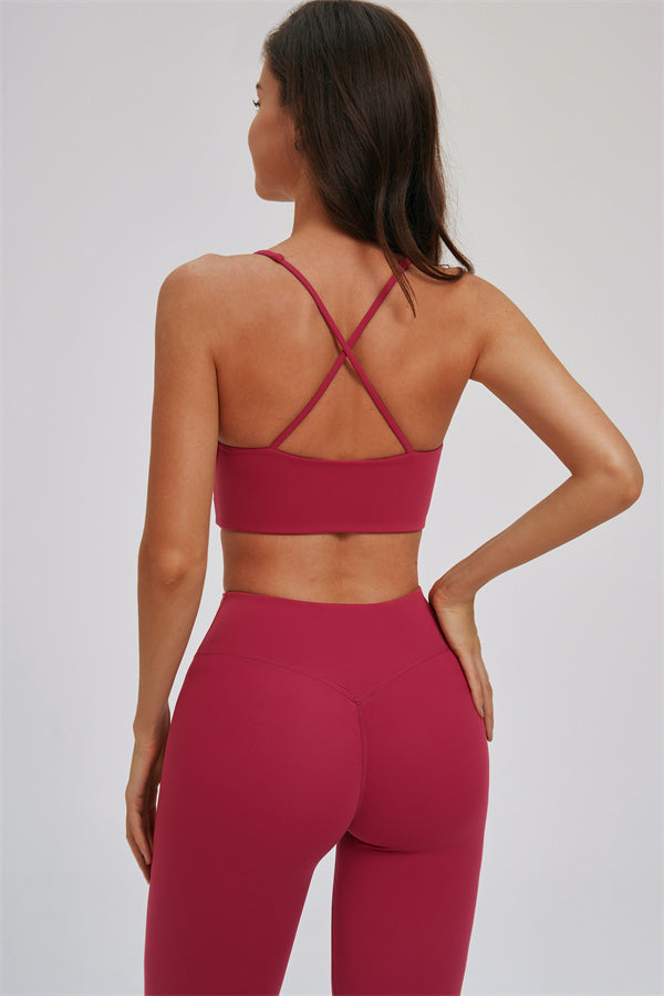 Fitglutes Activewear Kinetic Cross Back Sports Bra and Leggings 2-piece set for gym and workout, featuring stylish cross back design.