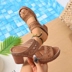 Shopimist open toe block heel sandals with stylish straps and a sturdy heel, perfect for casual or dressy summer outfits.