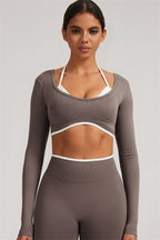 Fitglutes Activewear long sleeve crop top and leggings 2-piece set, stylish gymwear with a sleek fit for workouts and active wear.