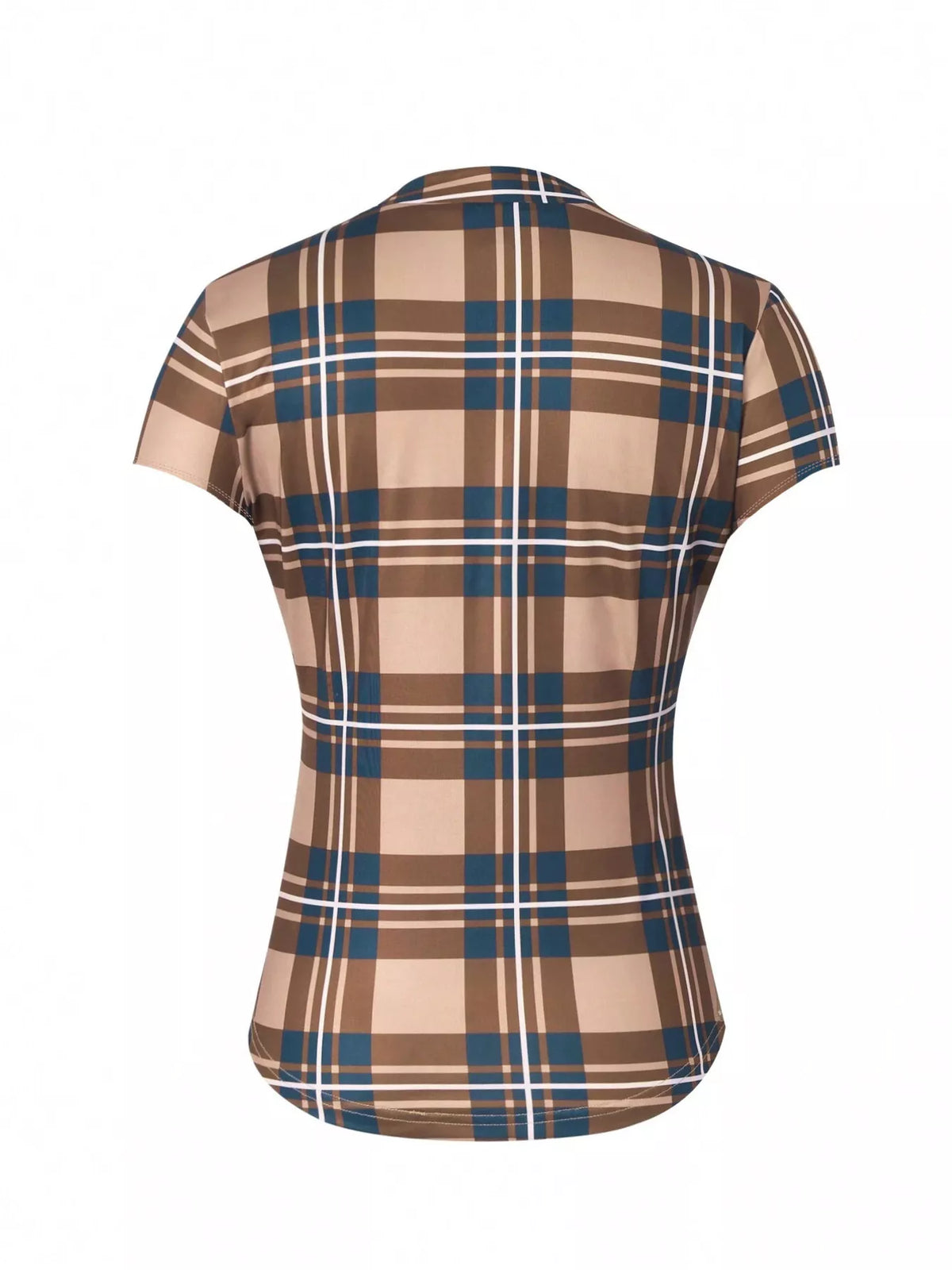 Plaid lace-up short sleeve blouse from Plush Fashion Hub, featuring a stylish design and lightweight fabric.