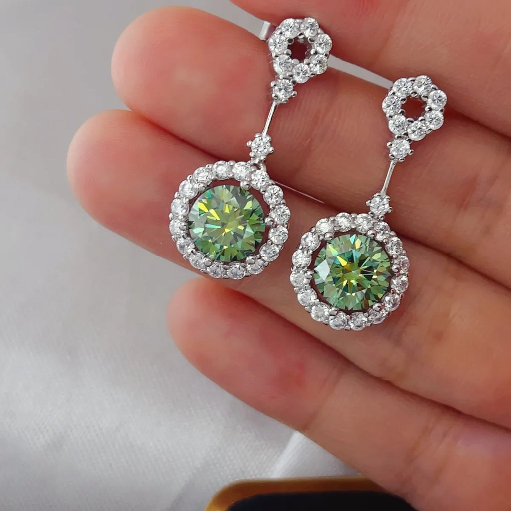 Shopimist 4 Carat Crystal Drop Dangle Earrings with round halo design, featuring sparkling crystals and elegant jewelry style.
