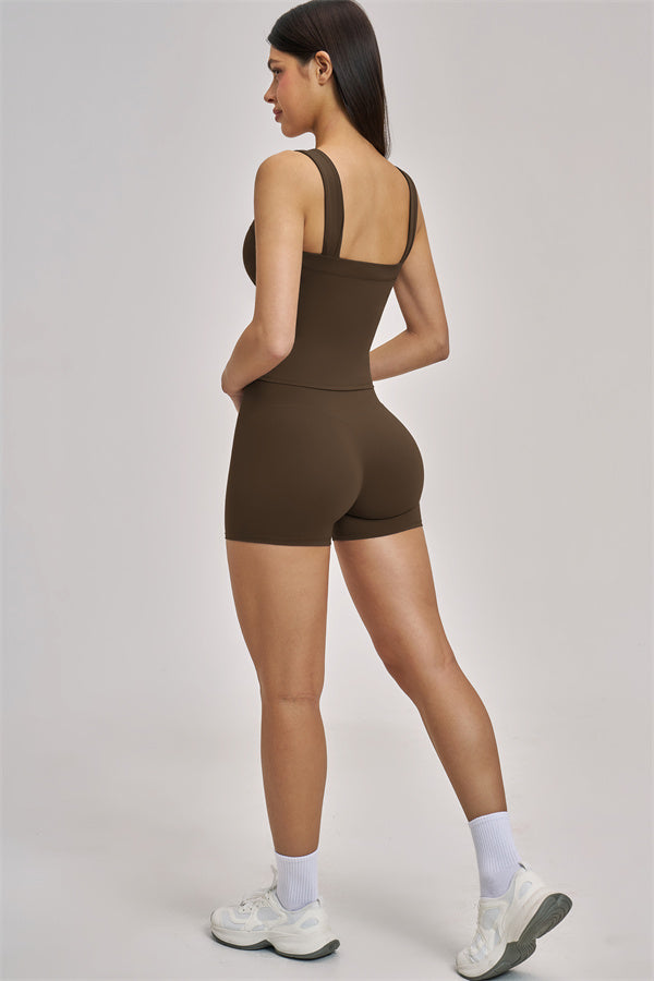 Fitglutes Activewear two-piece tank top and shorts set for gym and workout, featuring a stylish, comfortable sportswear design.