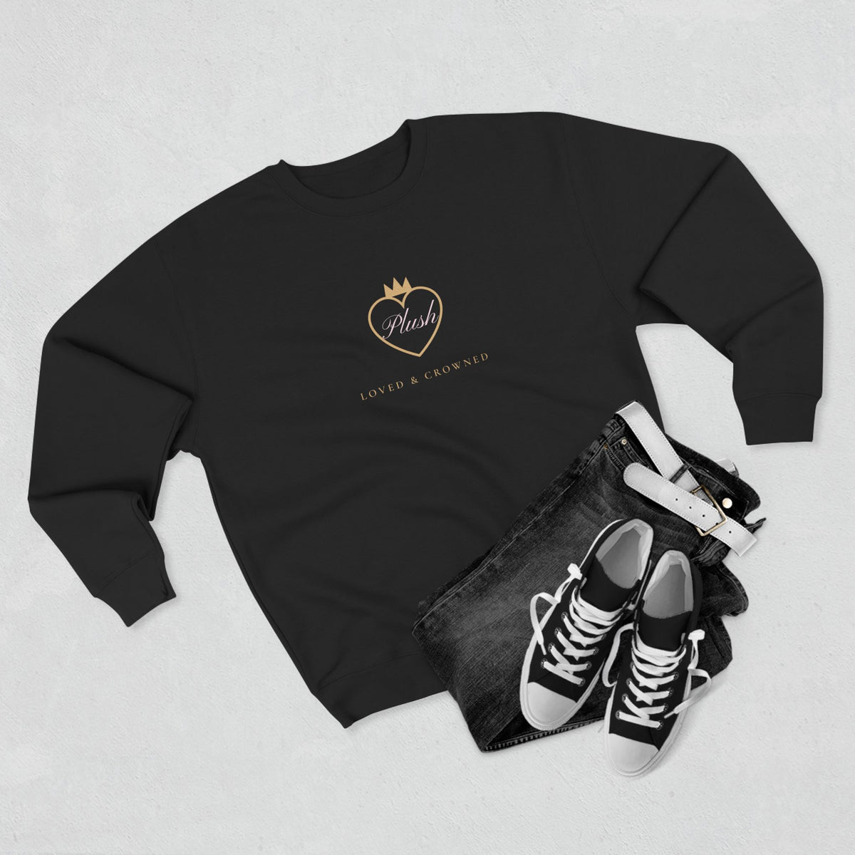 Loved & Crowned Plush Heart Crewneck Sweatshirt | Women's Cute Luxury Sweatshirt