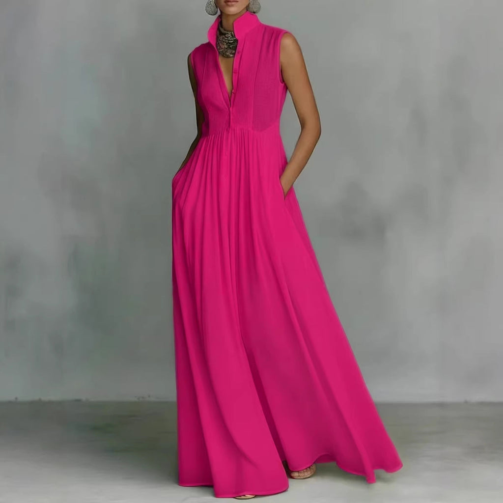 Women's French-style high-waist midi dress with ribbon tie, casualwear by Plush Fashion Hub, featuring a flowy silhouette and elegant design.