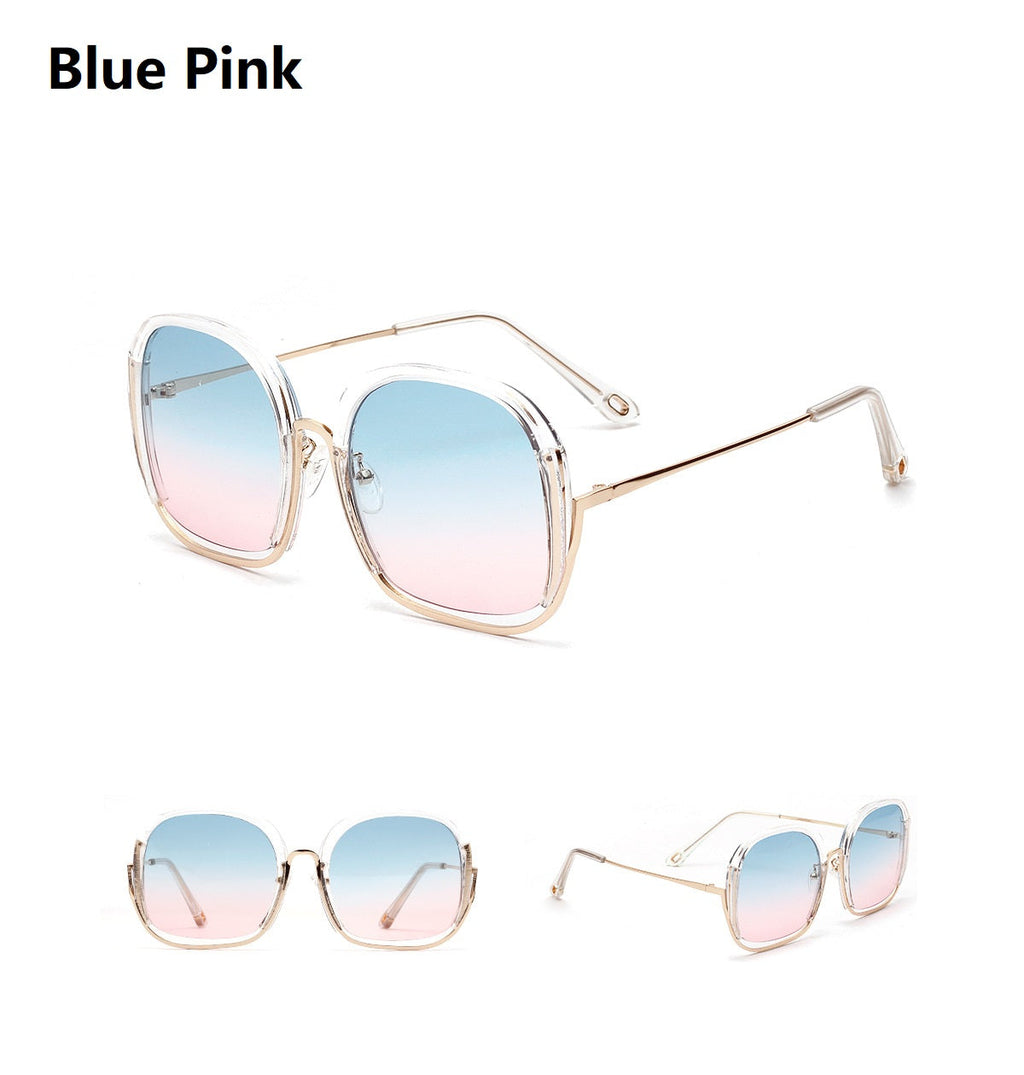 Large half frame UV400 sunglasses by FitiqueFit with colorful fashion shades, featuring tinted lenses and a stylish eye wear design.