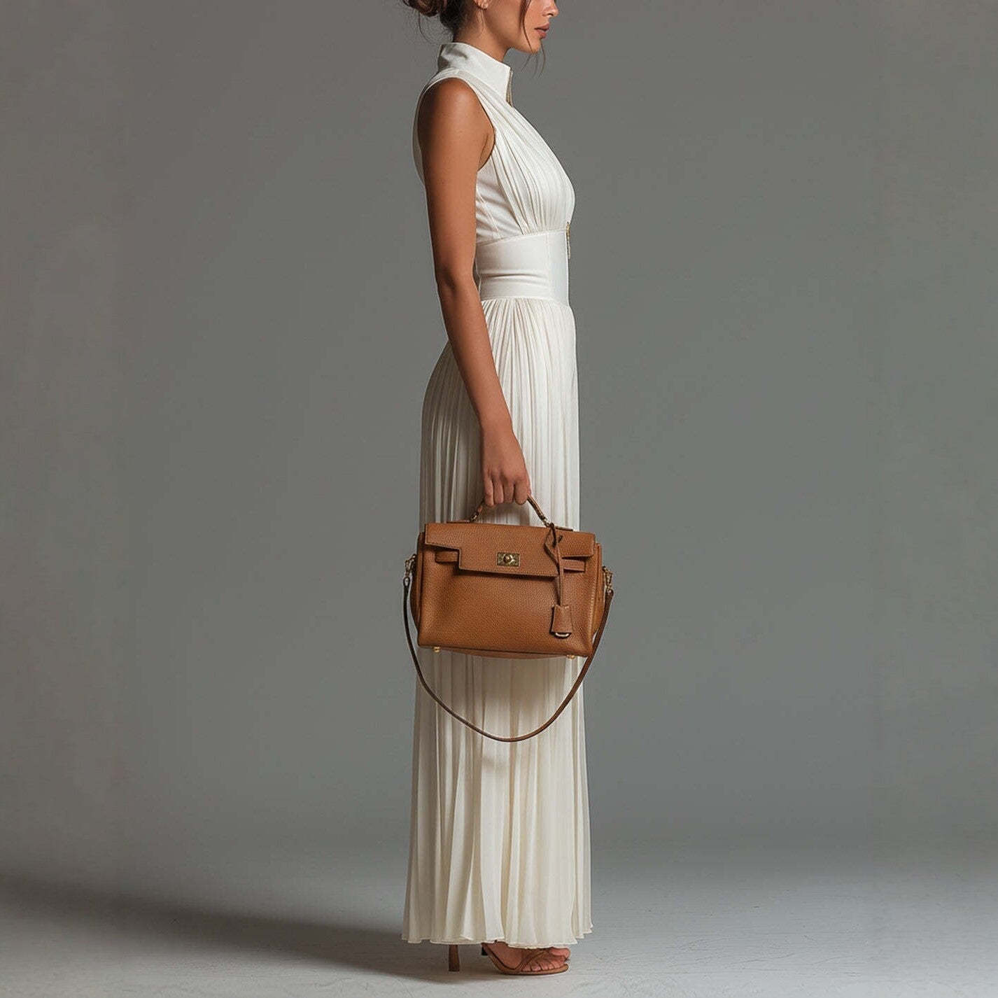 Sleeveless high-waist pleated wide-leg jumpsuit for women by FitiqueFit, featuring a minimalist long design.
