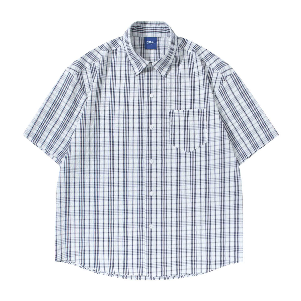 Eprolo texture plaid shirt T-shirt with a casual fit, featuring a plaid pattern in earthy tones, short sleeves, and a round neckline.