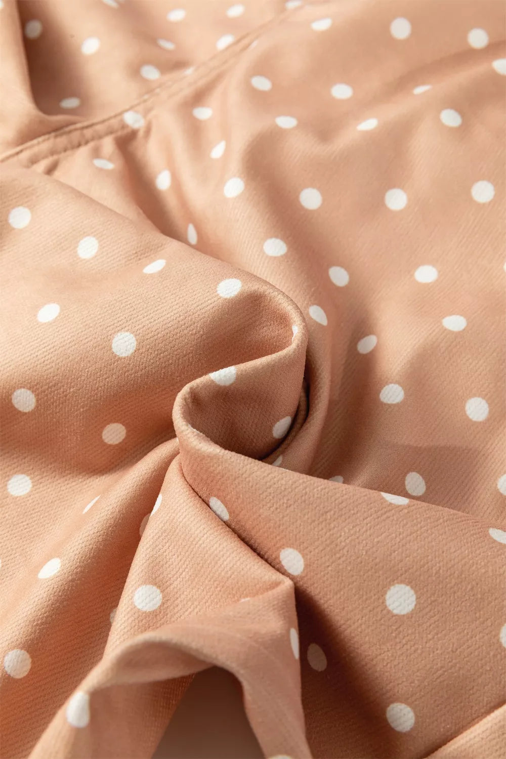 Women's polka dot wide leg drawstring casual trousers by Trendsi, lightweight dress pants with a relaxed fit and comfortable waistband.