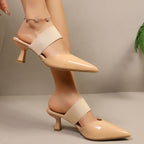 Shopimist point toe flare heel sandals featuring sleek design, open toe style, and stylish heel for elegant summer footwear.