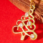 18K gold-plated rhinestone Christmas tree dangle earrings featuring sparkling stones and festive holiday design.