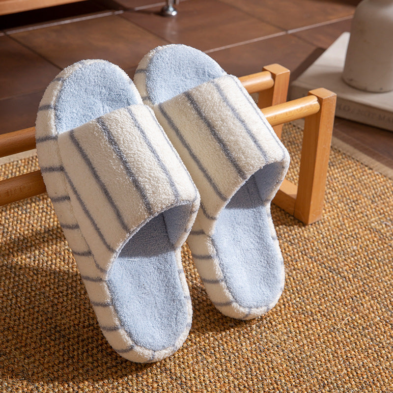 Unisex Soft Faux Fur Indoor Home Slippers with Anti-Slip Sole