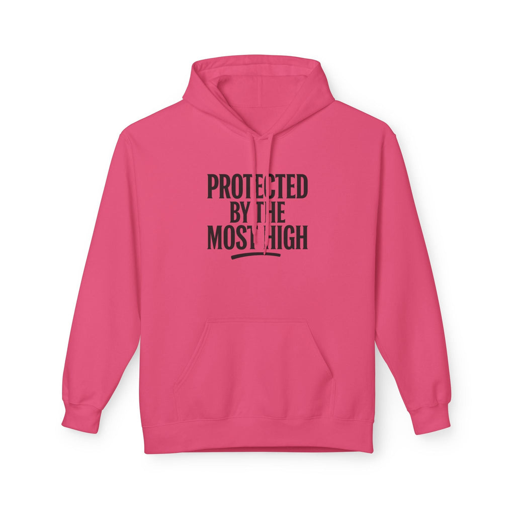 Black hoodie from Wear Your Worship with Psalm 91 inspired "Protected By The Most High" print, casual religious apparel.
