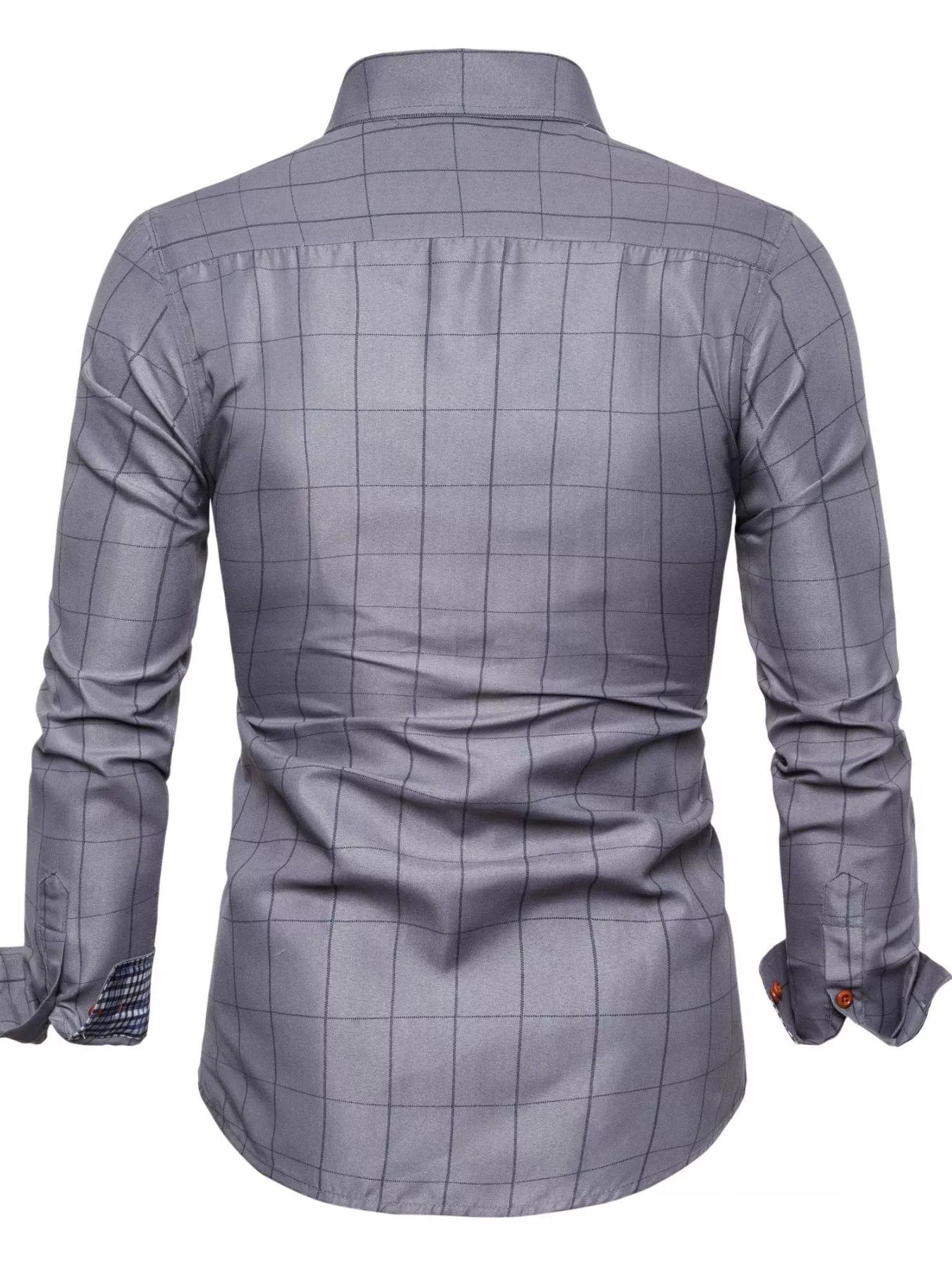 Men's plus size plaid button-down shirt by Plush Fashion Hub with classic checkered pattern and collar detail.