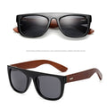 Black bamboo wooden arm sunglasses for men and women by FitiqueFit, stylish eco-friendly eyewear with natural wood accents.
