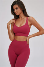 Fitglutes Activewear Kinetic Cross Back sports bra and leggings 2-piece set, designed for workout and gym activities.