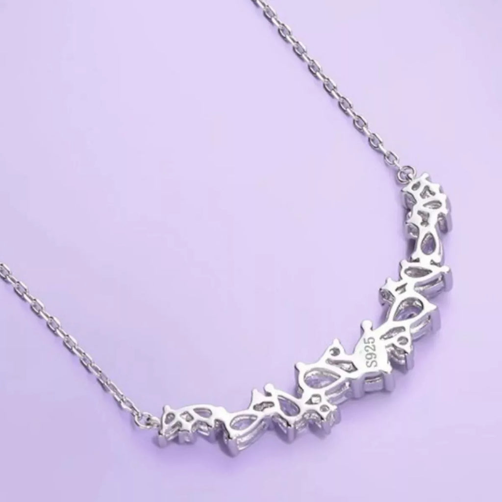 925 Sterling Silver Zircon Necklace with sparkling gemstone pendant, elegant jewelry piece from Shopimist displayed on a white background.