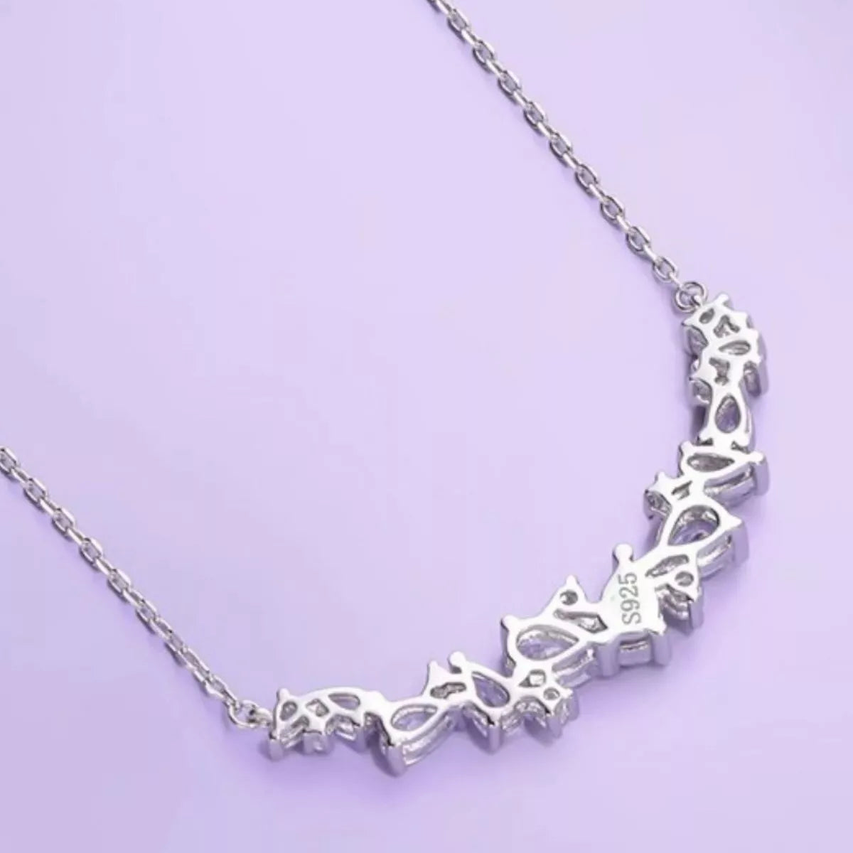 925 Sterling Silver Zircon Necklace with sparkling gemstone pendant, elegant jewelry piece from Shopimist displayed on a white background.