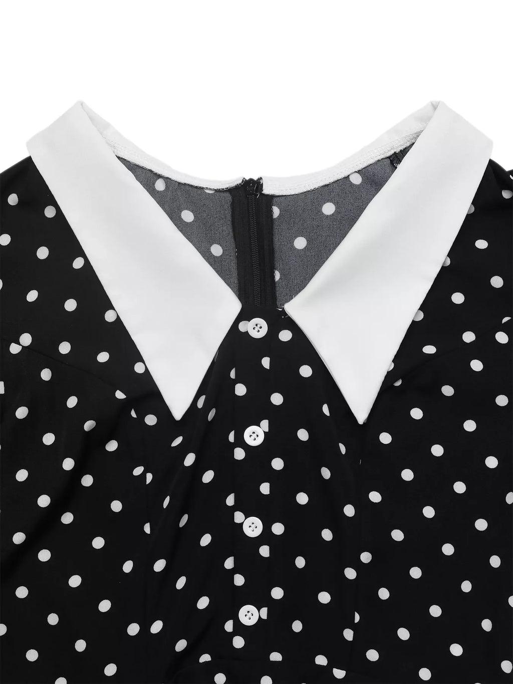Polka dot Peter Pan collar dress by Shopimist featuring a classic black and white pattern and a rounded collar.