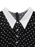 Polka dot Peter Pan collar dress by Shopimist featuring a classic black and white pattern and a rounded collar.